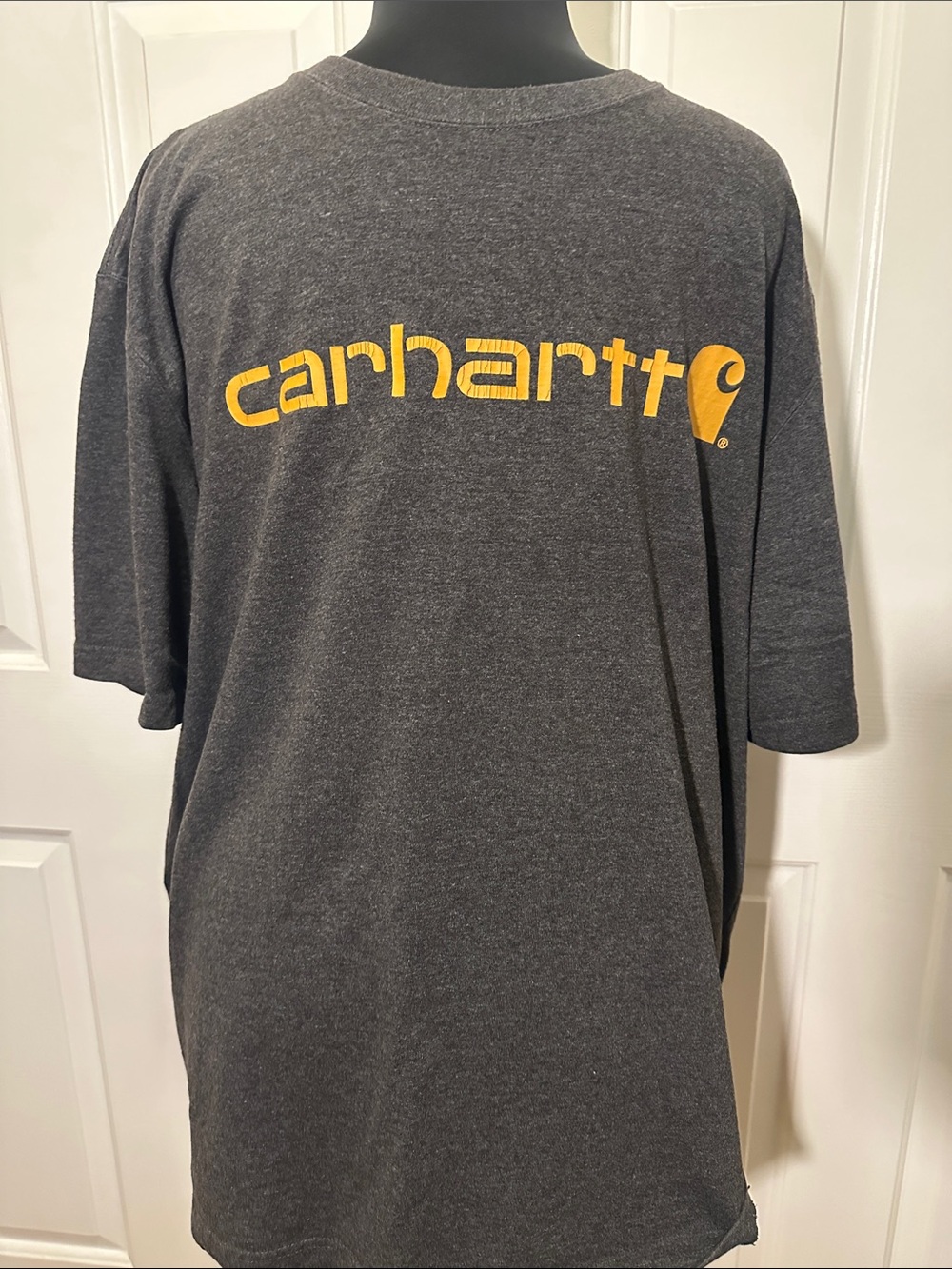 Carhartt Charcoal Tee with Yellow Logo XL loose fit